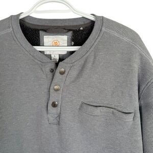 Cloudveil Sherpa Lined Henley Sweatshirt Mens L Gray Waffle‎ Knit Thermal read
